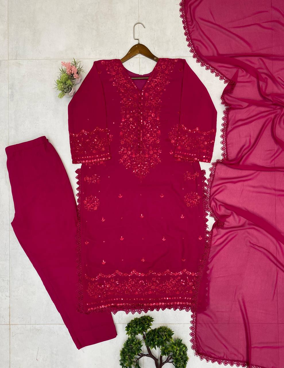 The Ruby Wine Flowing Couture Set